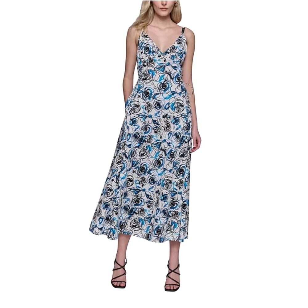 KARL LAGERFELD PARIS V-Neck Sleeveless Conteomporary Side-Lace-Up Dress 10